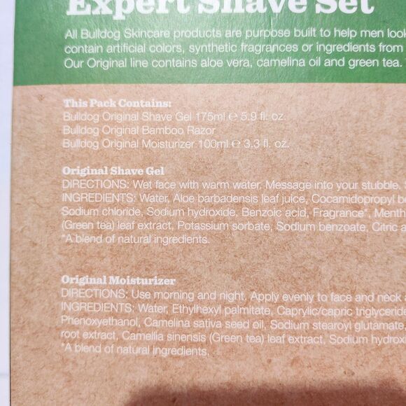 Bull Dog Expert Shave Set - Kit with Bamboo Razor, Shave Gel, & Moisturizer NEW - Picture 3 of 8